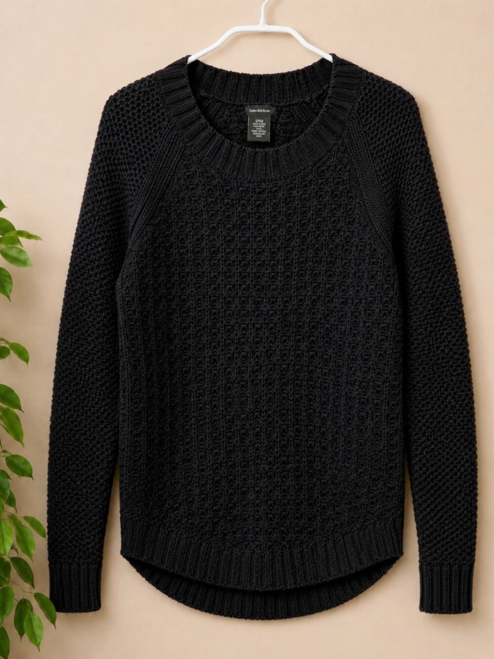 Calvin Klein Sweater Size Small Black Chunky Knit High-Low Sweater